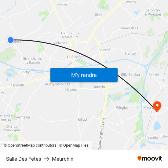 Salle Des Fetes to Meurchin map