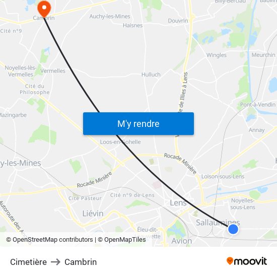 Cimetière to Cambrin map