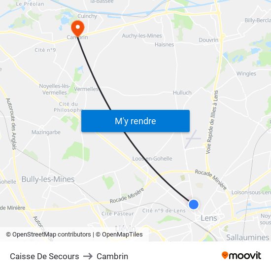 Caisse De Secours to Cambrin map