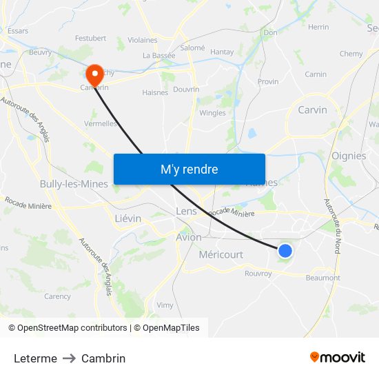 Leterme to Cambrin map