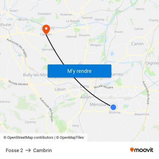 Fosse 2 to Cambrin map