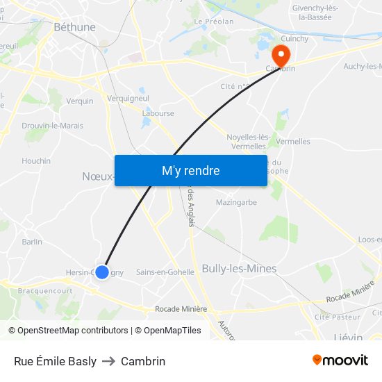 Rue Émile Basly to Cambrin map