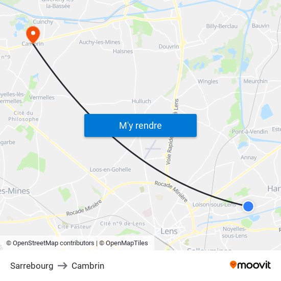 Sarrebourg to Cambrin map