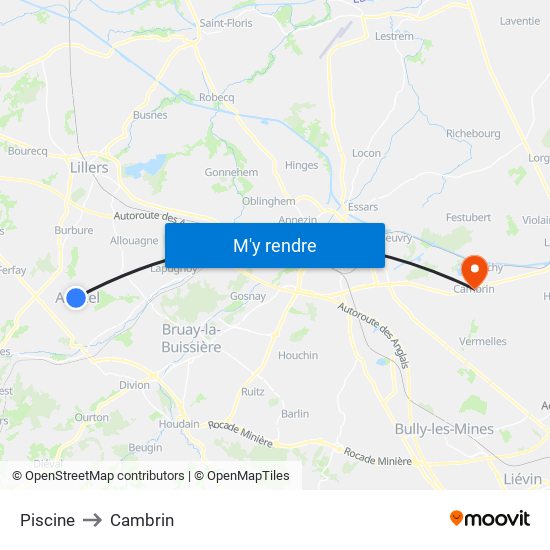 Piscine to Cambrin map