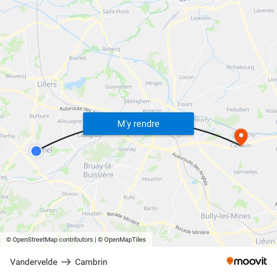 Vandervelde to Cambrin map