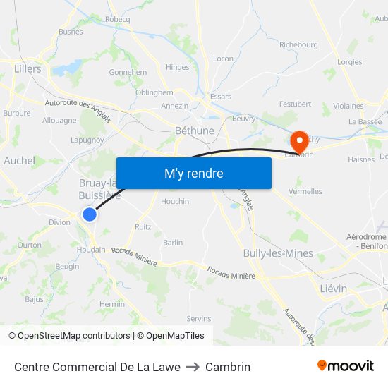 Centre Commercial De La Lawe to Cambrin map