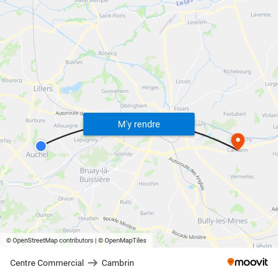 Centre Commercial to Cambrin map