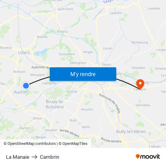 La Manaie to Cambrin map