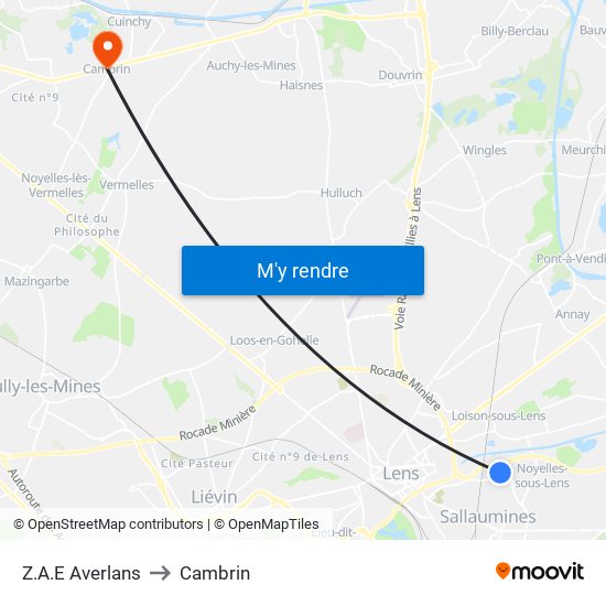Z.A.E Averlans to Cambrin map