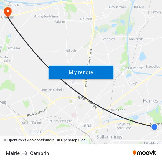 Mairie to Cambrin map