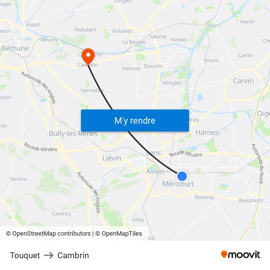 Touquet to Cambrin map
