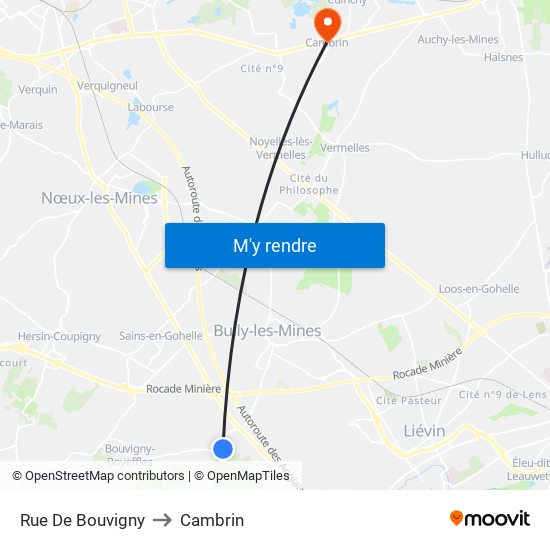 Rue De Bouvigny to Cambrin map