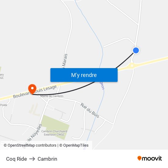 Coq Ride to Cambrin map