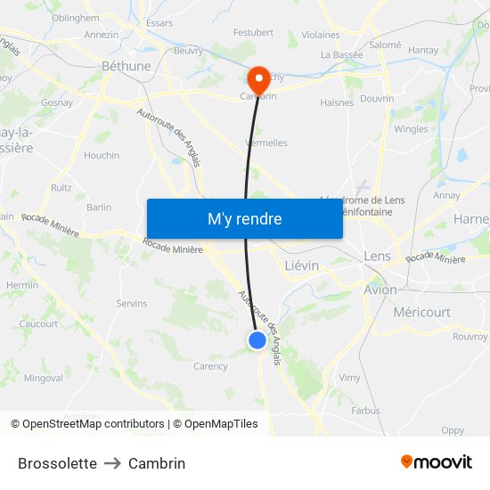 Brossolette to Cambrin map