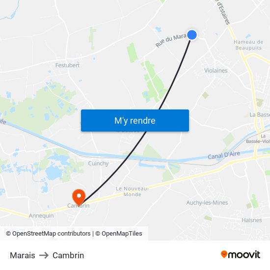 Marais to Cambrin map