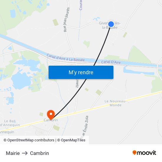 Mairie to Cambrin map