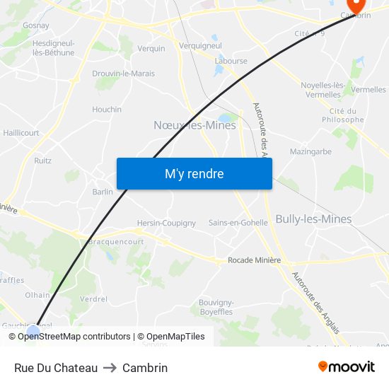 Rue Du Chateau to Cambrin map