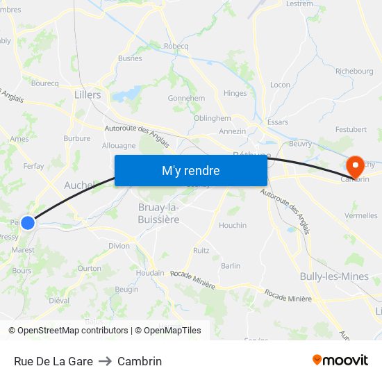 Rue De La Gare to Cambrin map