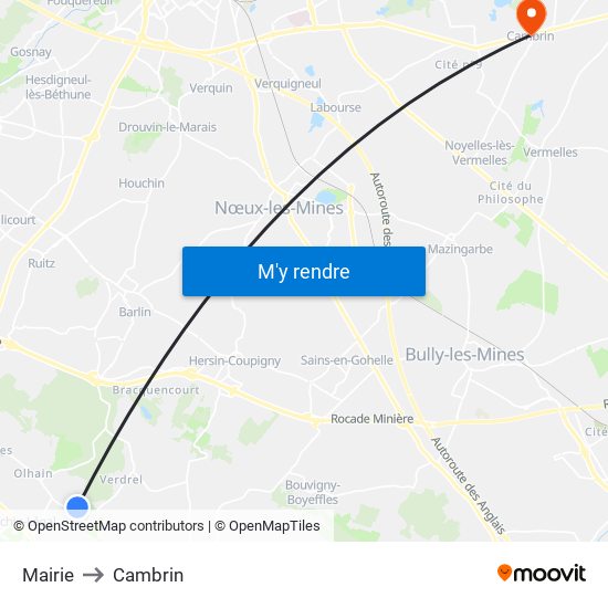 Mairie to Cambrin map