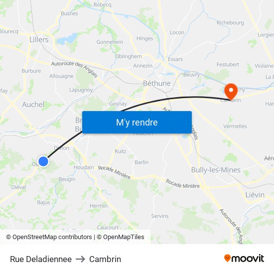 Rue Deladiennee to Cambrin map