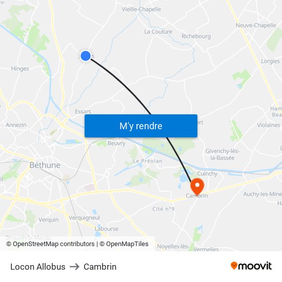 Locon Allobus to Cambrin map