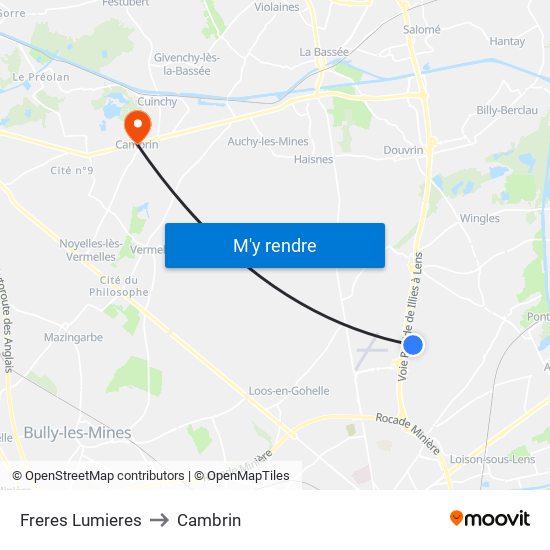 Freres Lumieres to Cambrin map