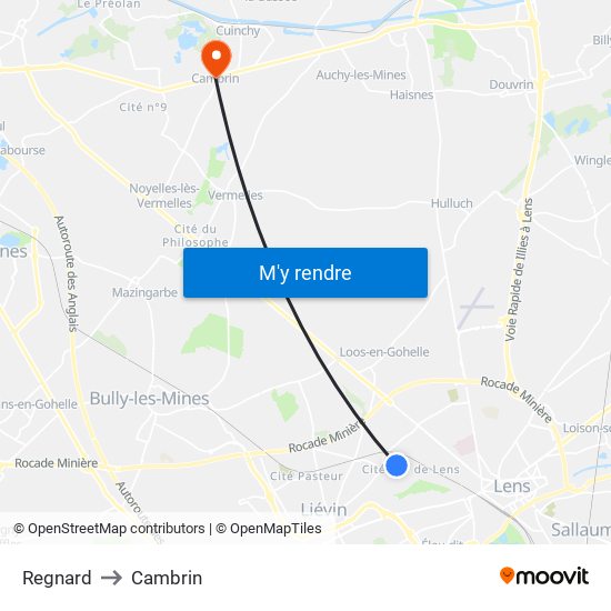 Regnard to Cambrin map