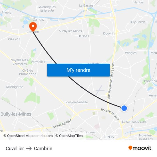 Cuvellier to Cambrin map