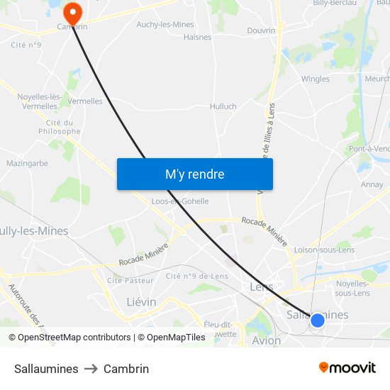 Sallaumines to Cambrin map