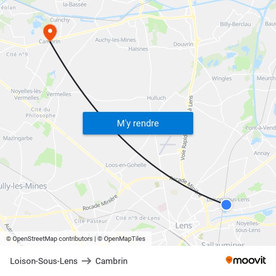 Loison-Sous-Lens to Cambrin map