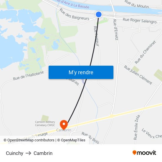 Cuinchy to Cambrin map
