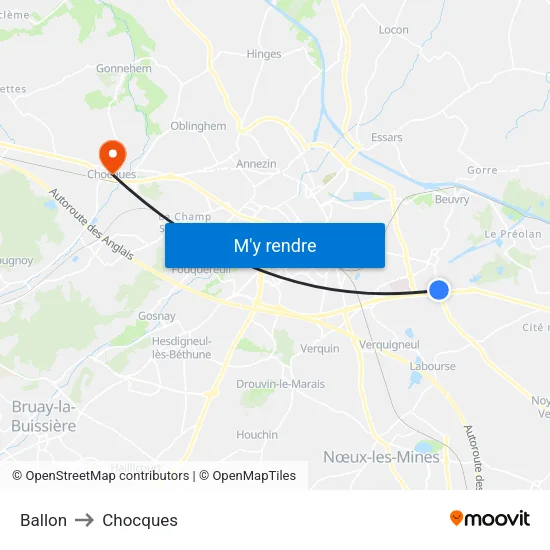 Ballon to Chocques map