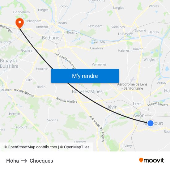 Flöha to Chocques map