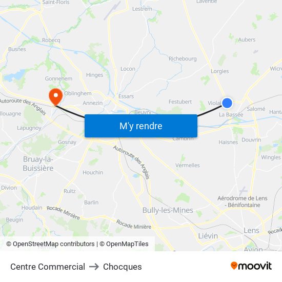 Centre Commercial to Chocques map