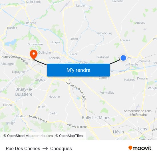 Rue Des Chenes to Chocques map