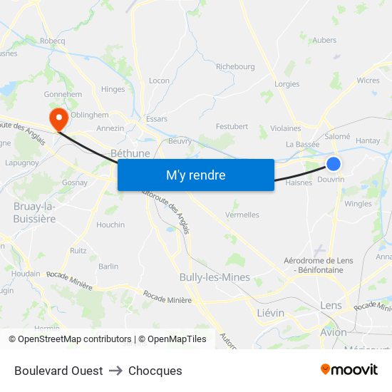 Boulevard Ouest to Chocques map