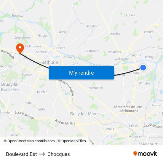 Boulevard Est to Chocques map