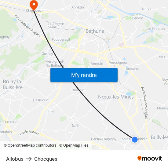 Allobus to Chocques map