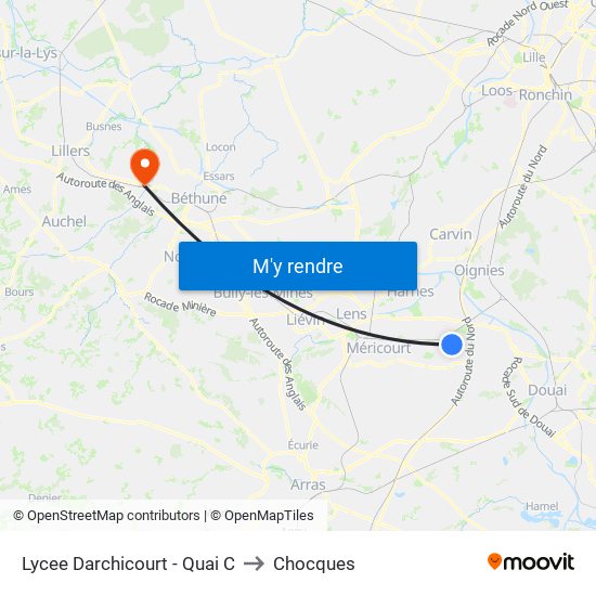 Lycee Darchicourt - Quai C to Chocques map