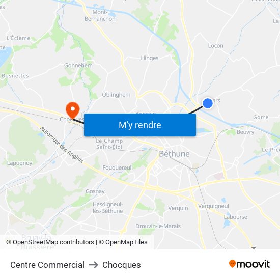 Centre Commercial to Chocques map
