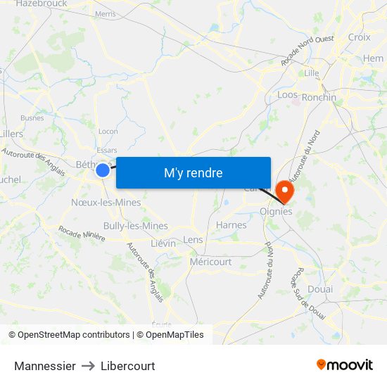Mannessier to Libercourt map