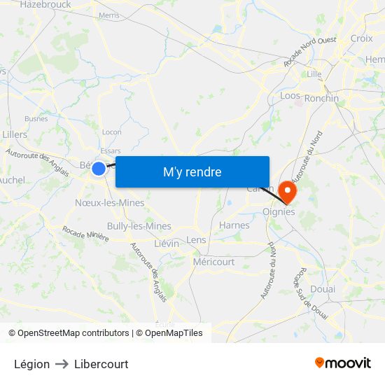 Légion to Libercourt map