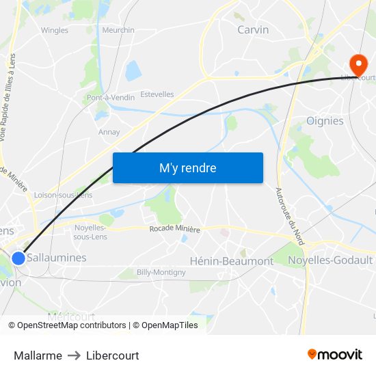 Mallarme to Libercourt map