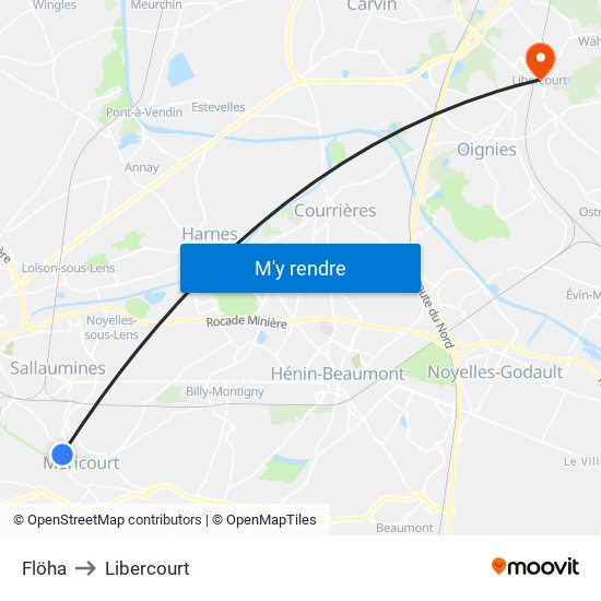 Flöha to Libercourt map
