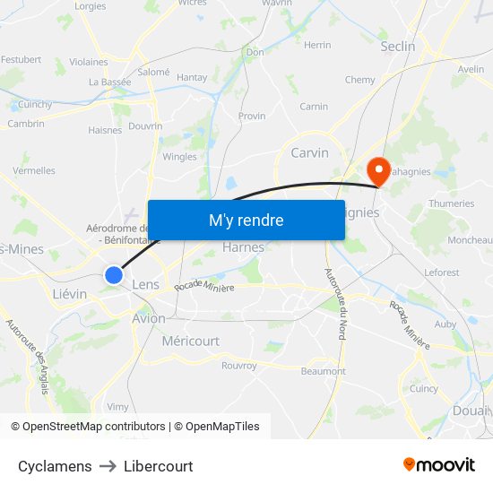 Cyclamens to Libercourt map