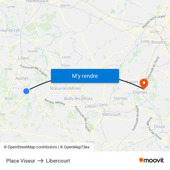 Place Viseur to Libercourt map