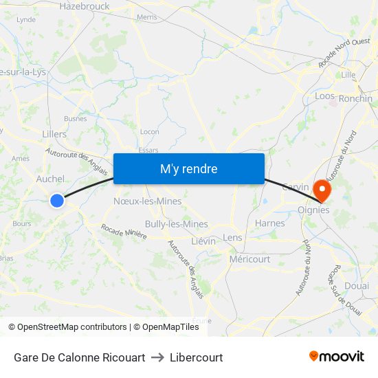 Gare De Calonne Ricouart to Libercourt map