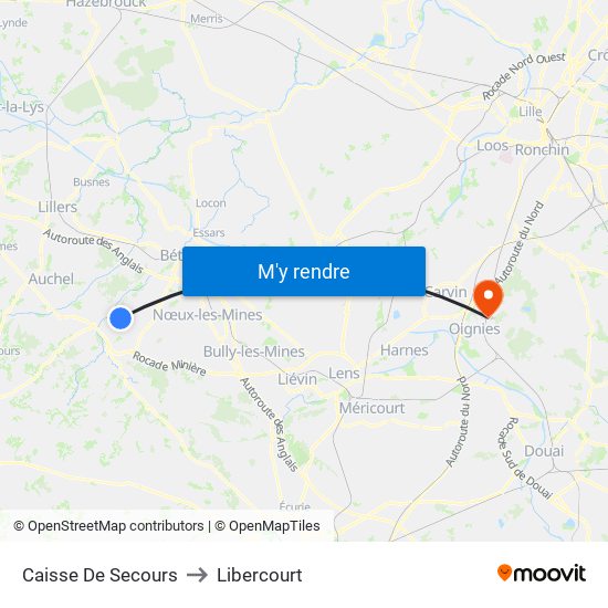 Caisse De Secours to Libercourt map