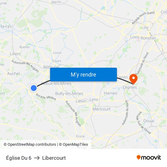 Église Du 6 to Libercourt map