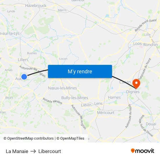 La Manaie to Libercourt map